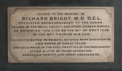 Wall monument to Henry Bright in Worcester Cathedral, with Latin epitaph by Joseph Hall, Dean of Worcester.