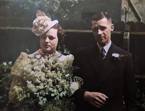 Arthur Bushell with his wife on their wedding day.