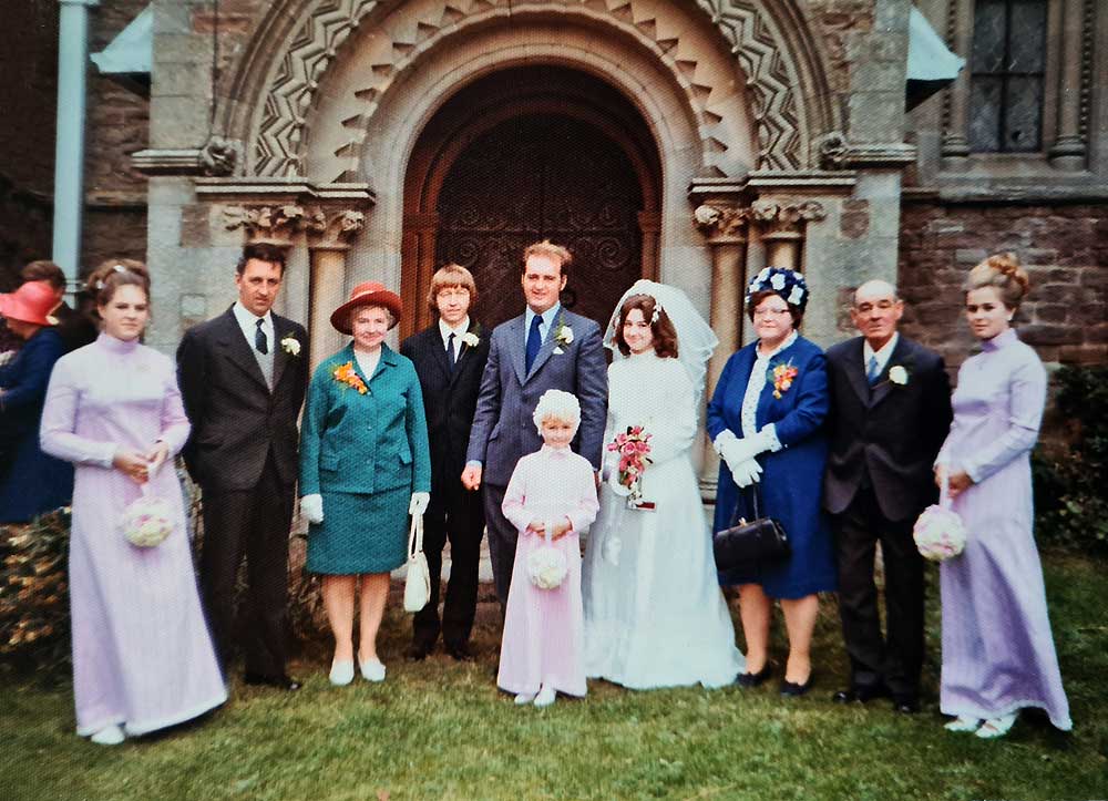 William and Barbara (Bayliss) Brazier - On their Wedding day, at St John's Church, Pencombe.