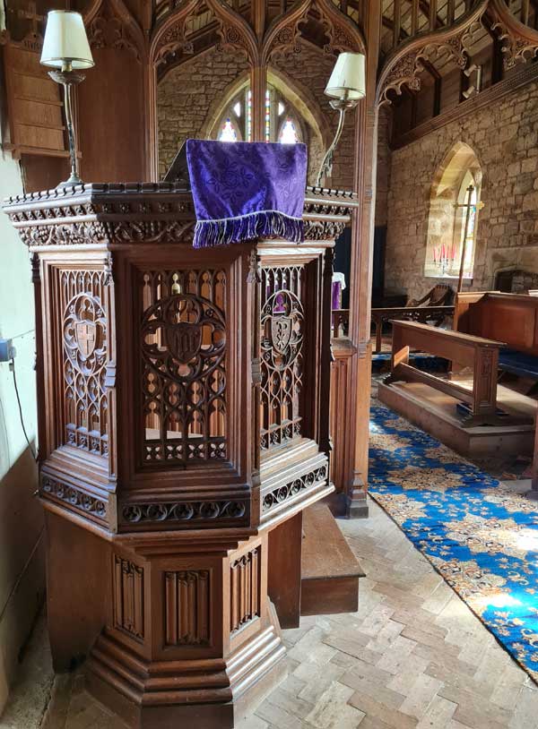 St. Lukes, Ullingswick, Herefordshire - Pulpit and Rev. John Middleton Ware.
