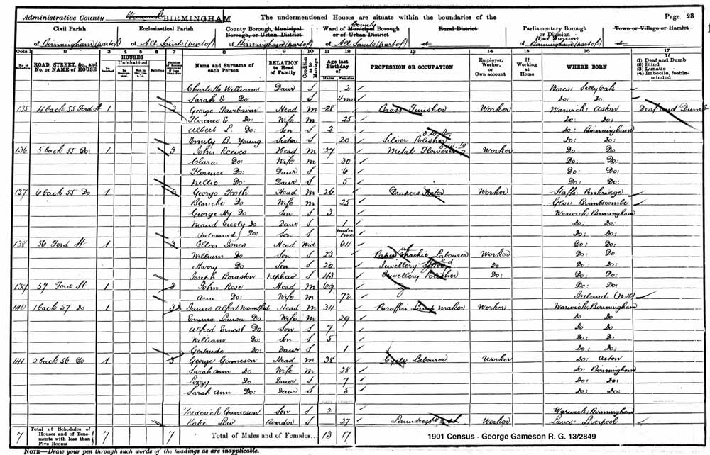 1901 Census - George Gameson R.G 13/2849