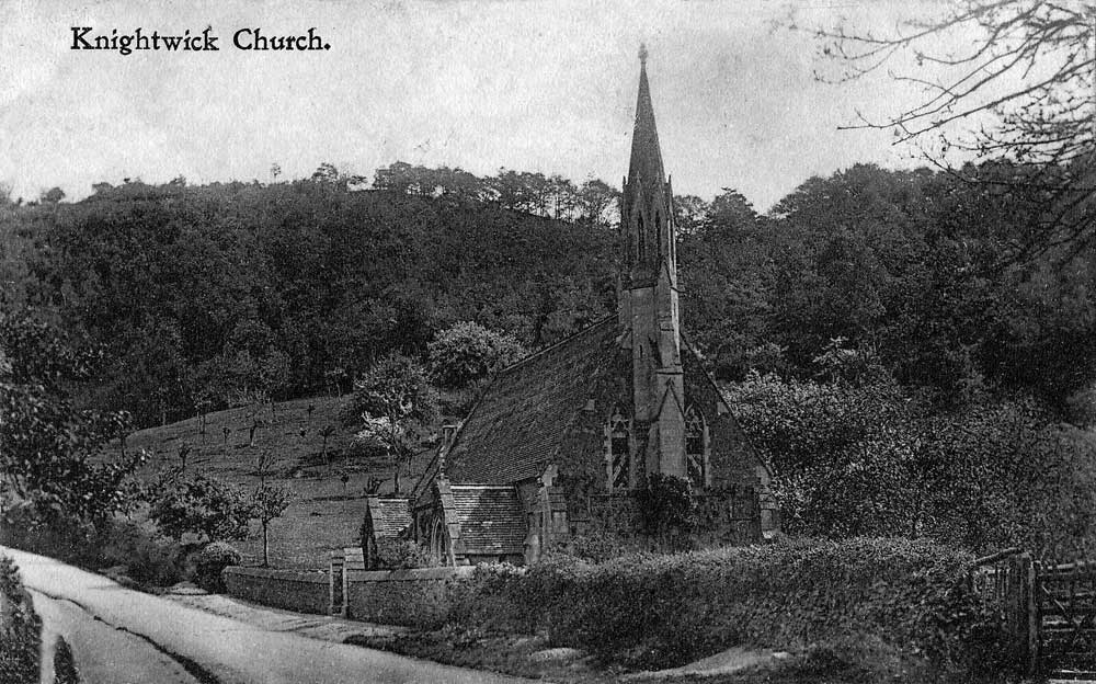 A wonderful old black and white photograph/card (Many thanks to Major Janet Brodie-Murphy) showing Knightwick Church.