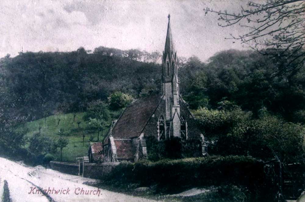 A wonderful old colour photograph/card (Many thanks to Major Janet Brodie-Murphy) showing Knightwick Church.