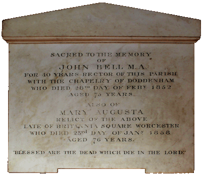 Plaque is inside the St. Mary and St. Andrew, Mortuary Chapel.