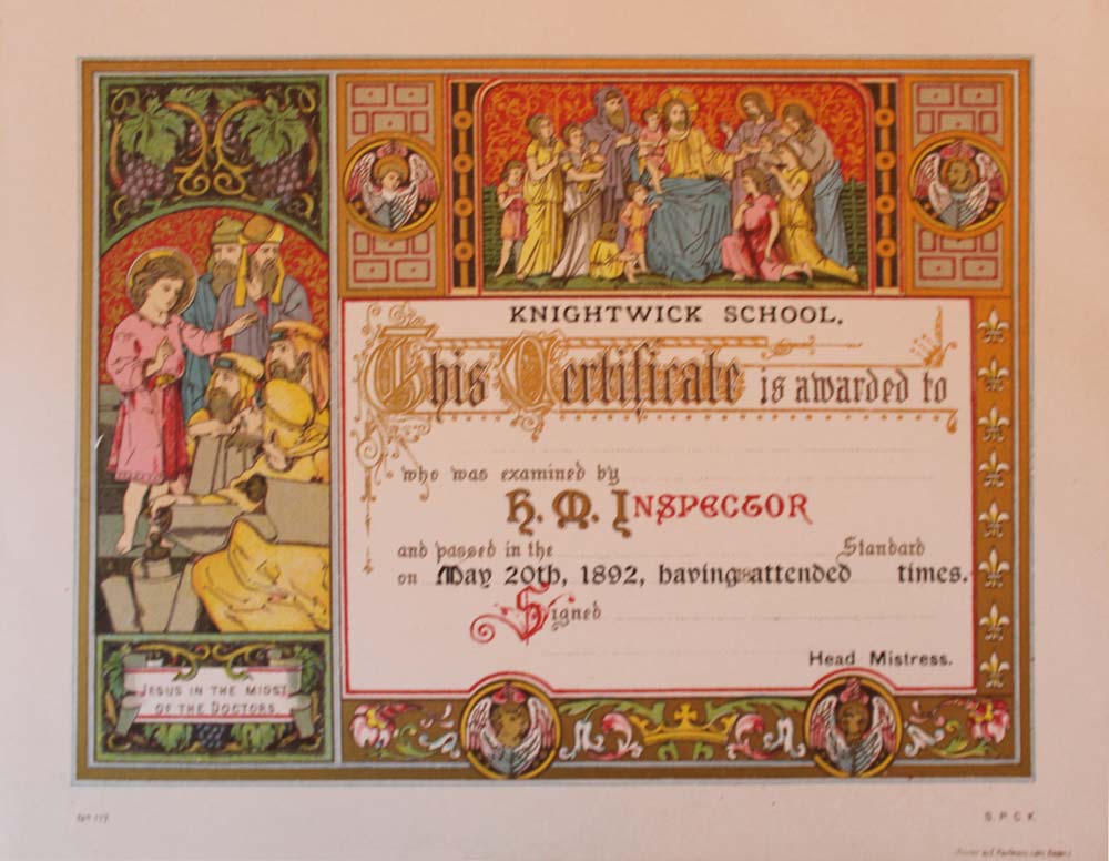 May 20, 1892, examination and attendance pass.