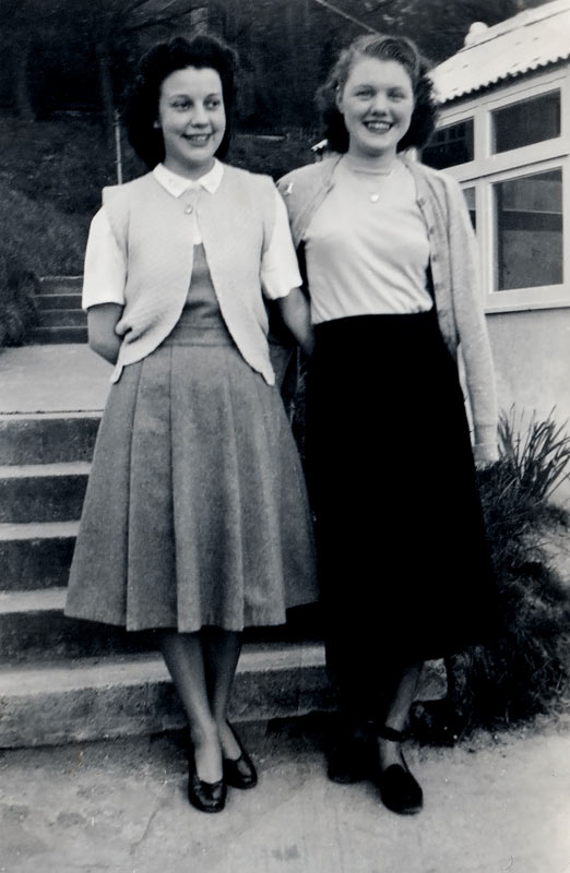 Joan (Fletcher) Taylor and her friend at the Sanatorium, Knightwick circa 1952.